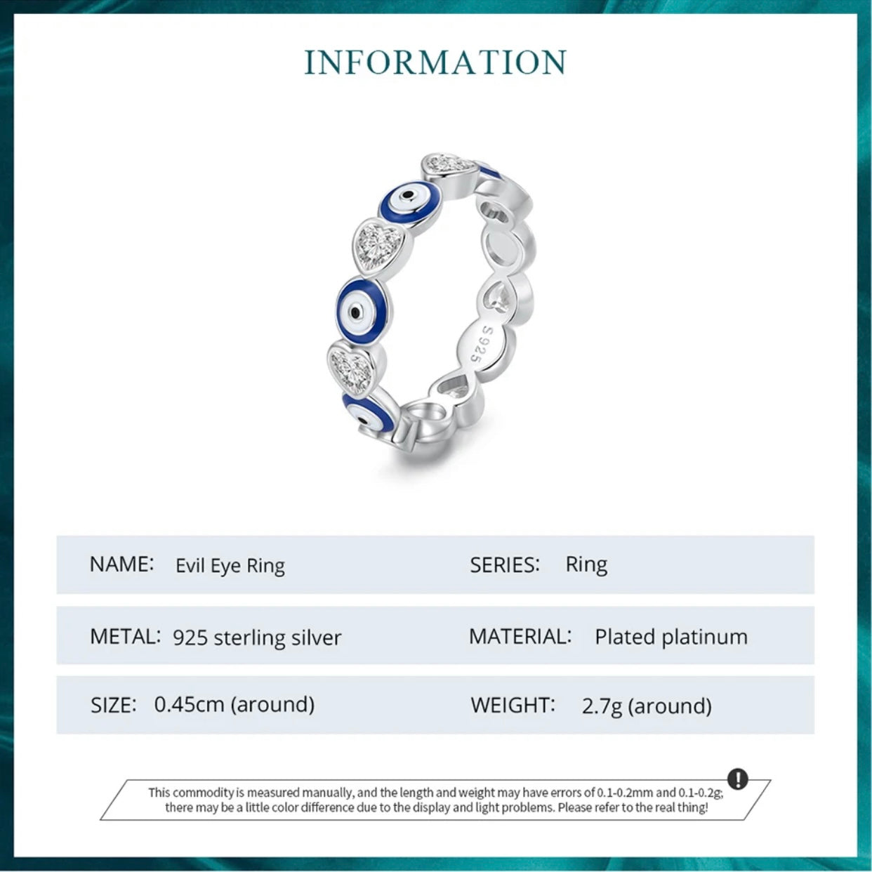 PALMIRA STERLING SILVER EVIL EYE RING