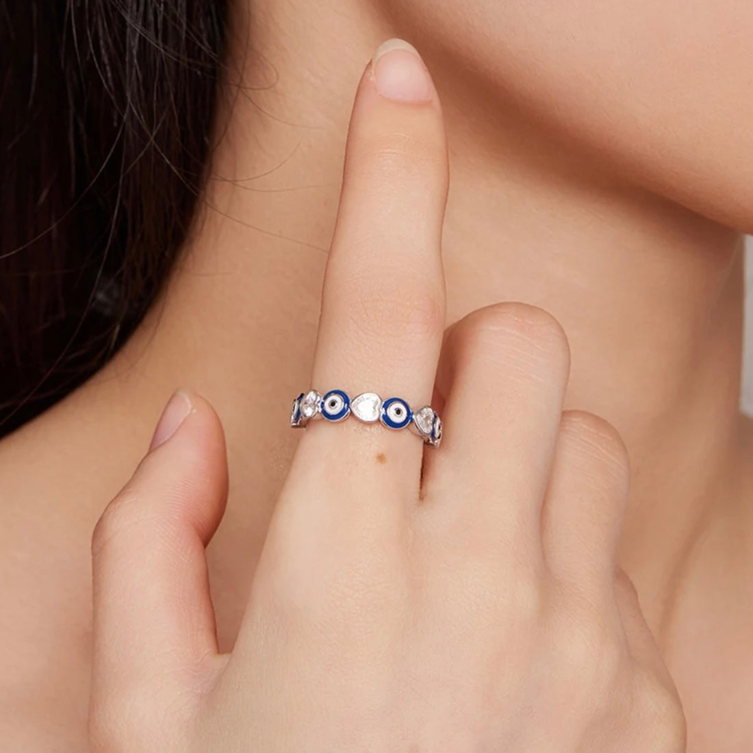 PALMIRA STERLING SILVER EVIL EYE RING