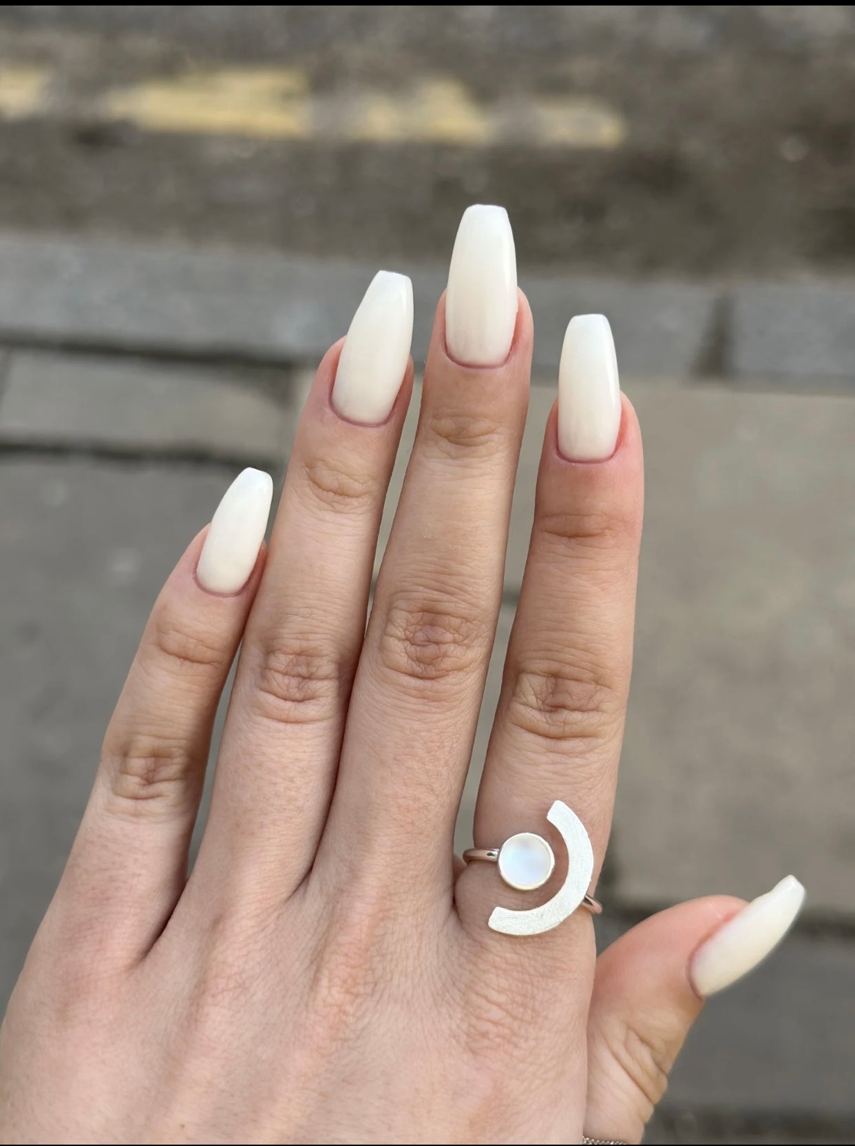 LEDA STERLING SILVER HALF MOON RING