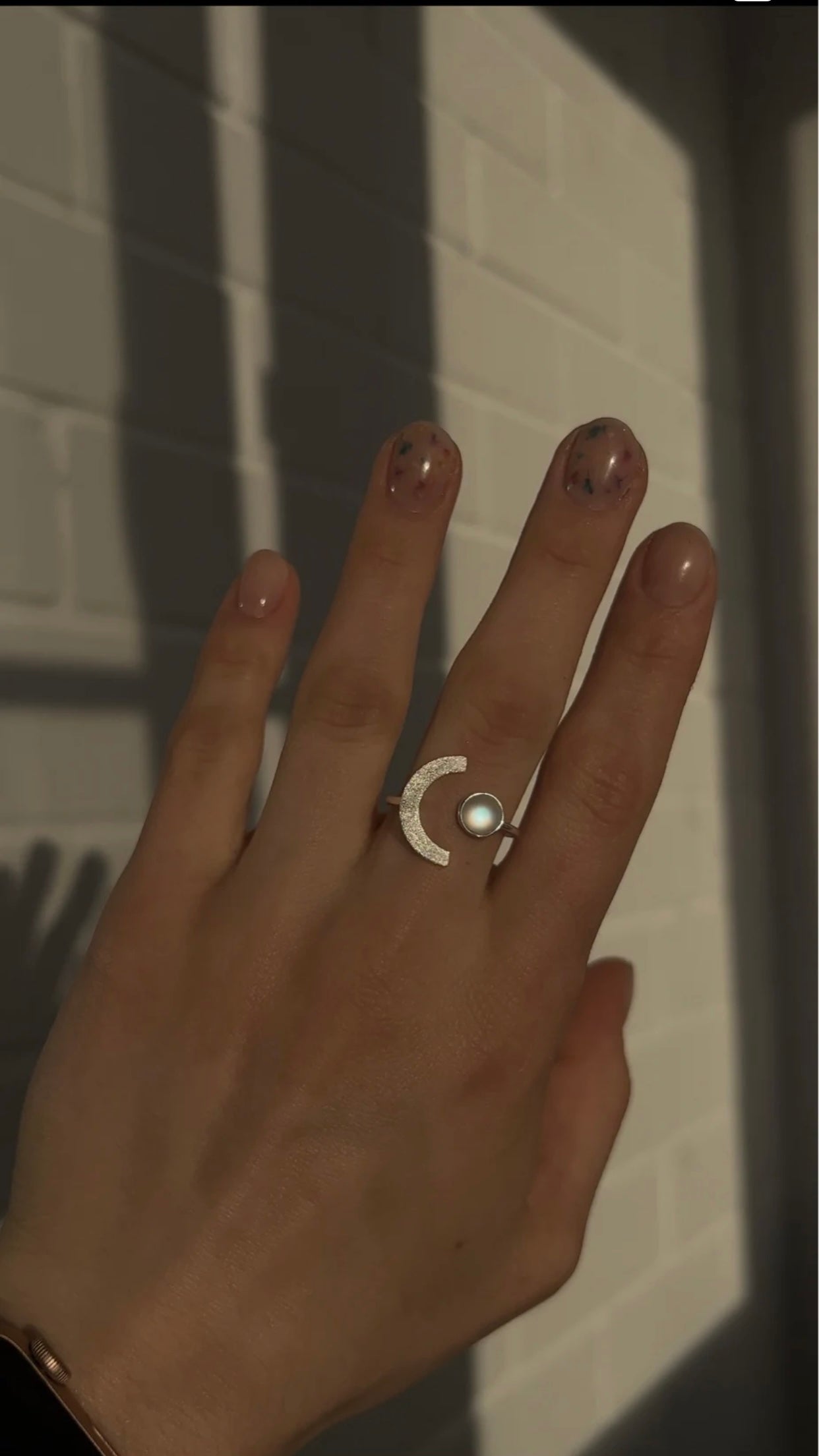 LEDA STERLING SILVER HALF MOON RING