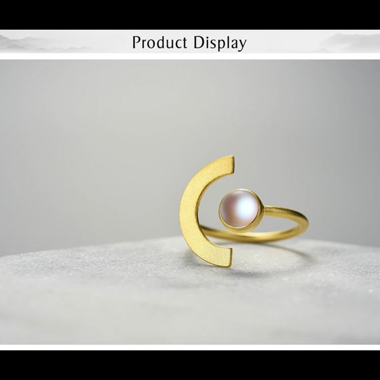 LEDA STERLING SILVER HALF MOON RING