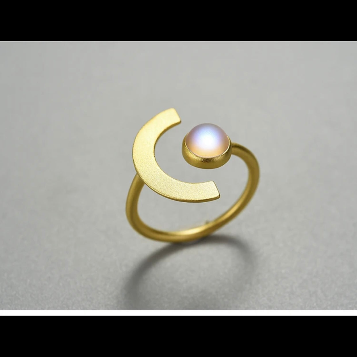 LEDA STERLING SILVER HALF MOON RING