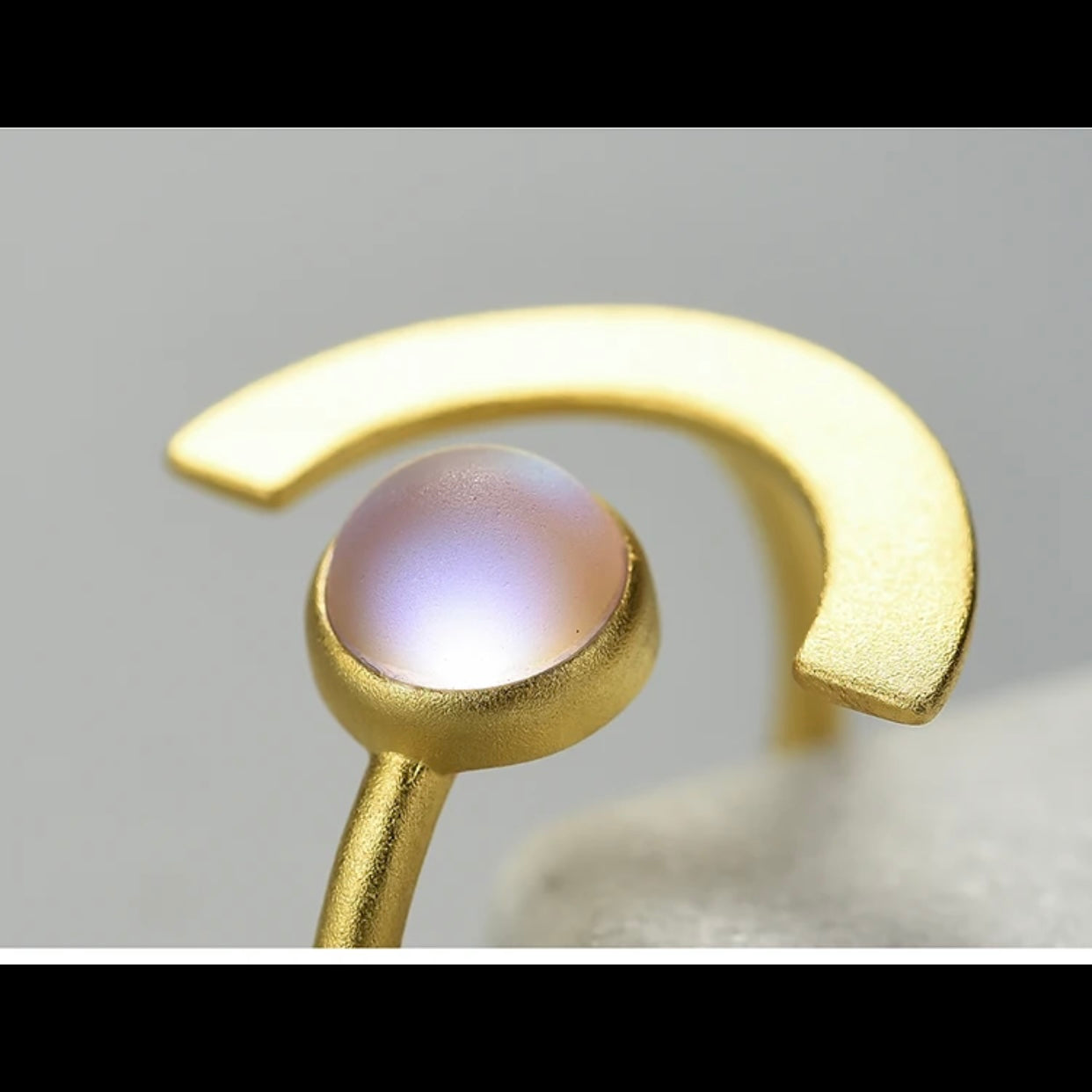 LEDA STERLING SILVER HALF MOON RING