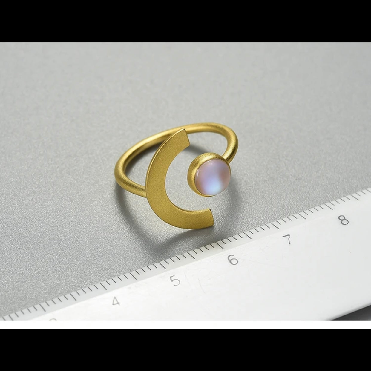 LEDA STERLING SILVER HALF MOON RING
