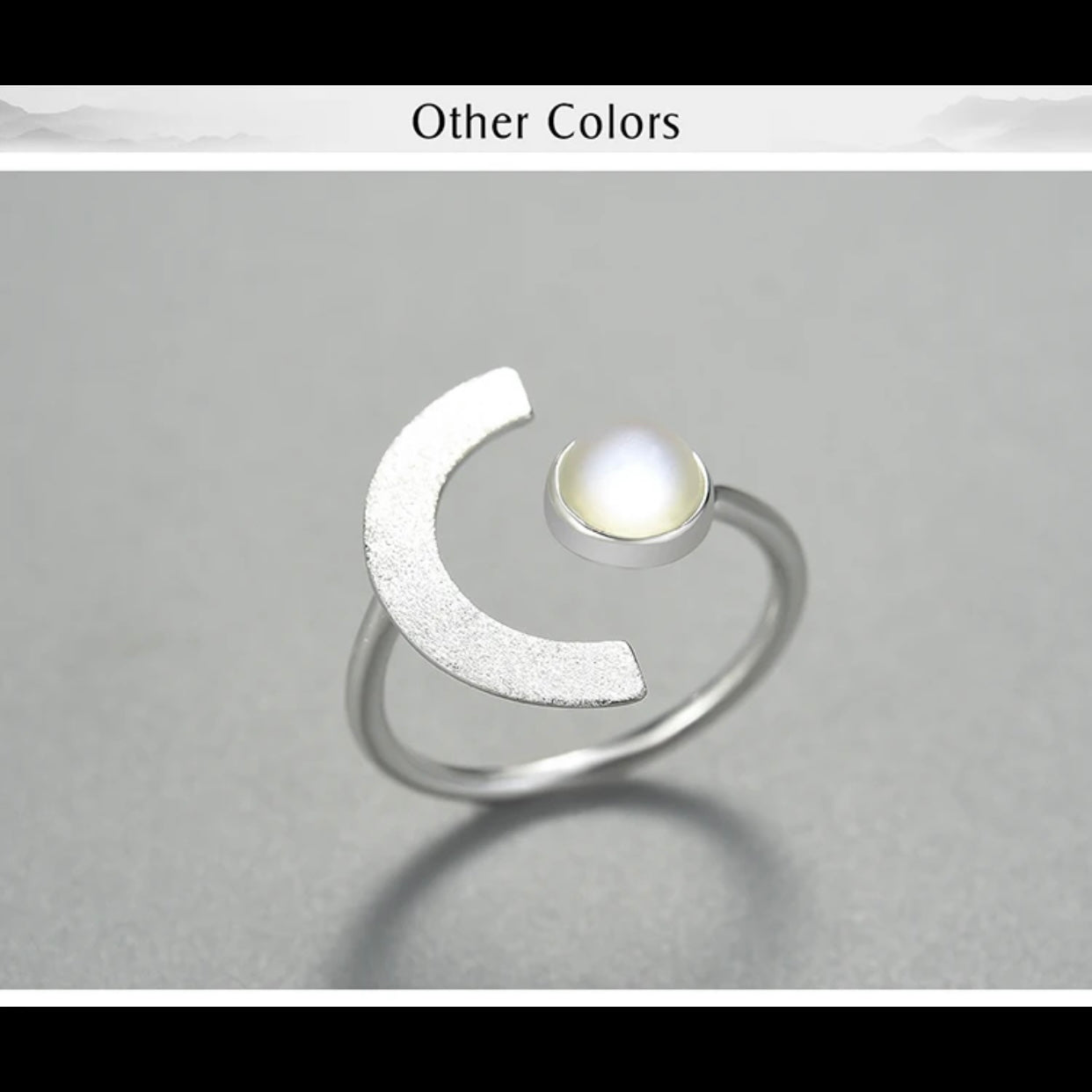 LEDA STERLING SILVER HALF MOON RING
