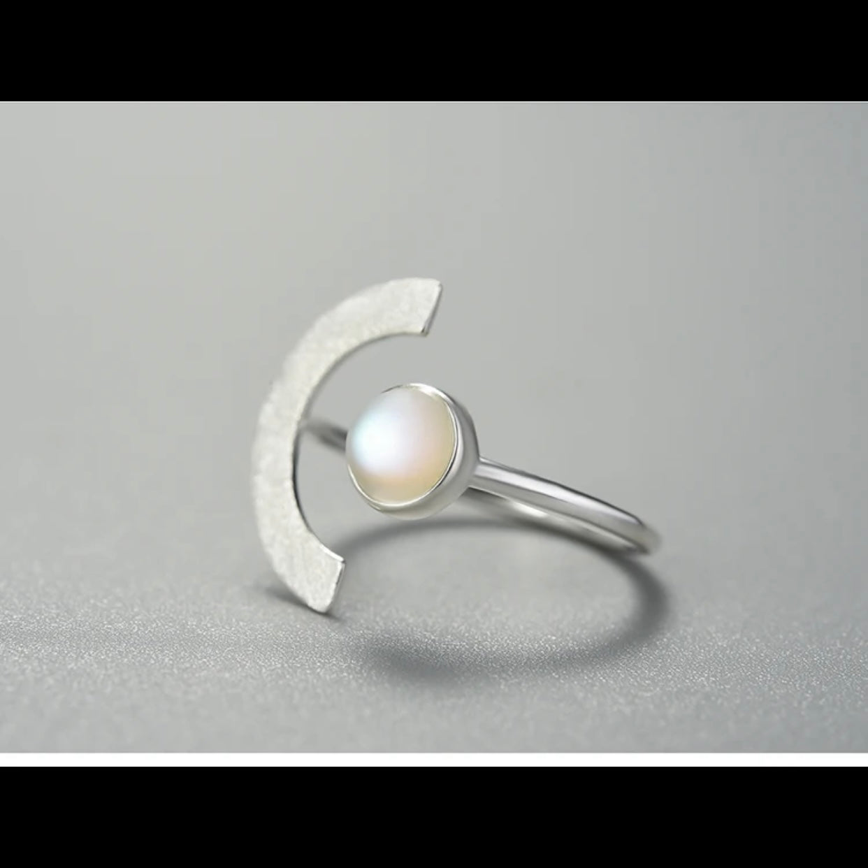 LEDA STERLING SILVER HALF MOON RING