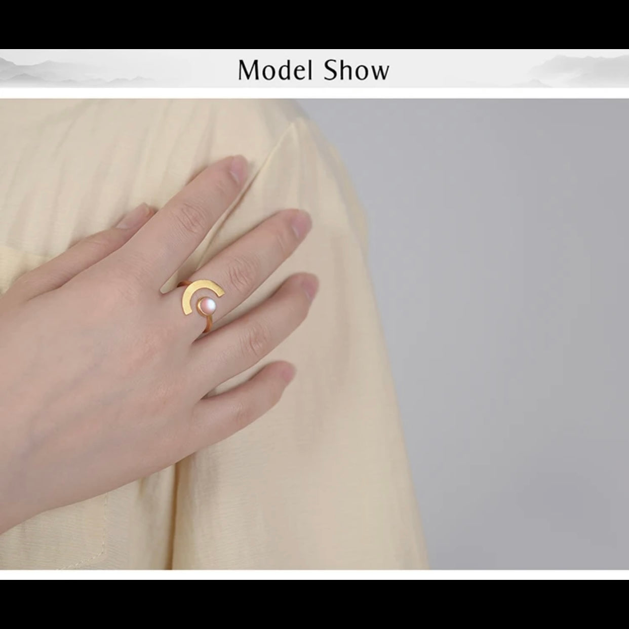 LEDA STERLING SILVER HALF MOON RING