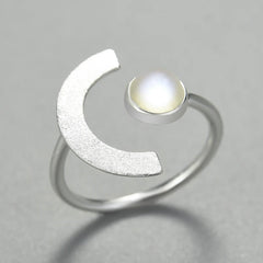 LEDA STERLING SILVER HALF MOON RING