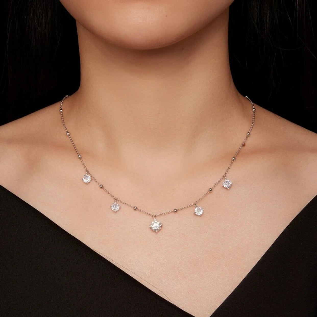 ABELIA STERLING SILVER MOISSANITE CHARM NECKLACE