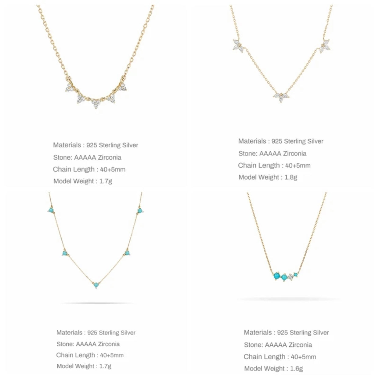 ACKERLEA STERLING SILVER DAINTY TURQUOISE NECKLACE