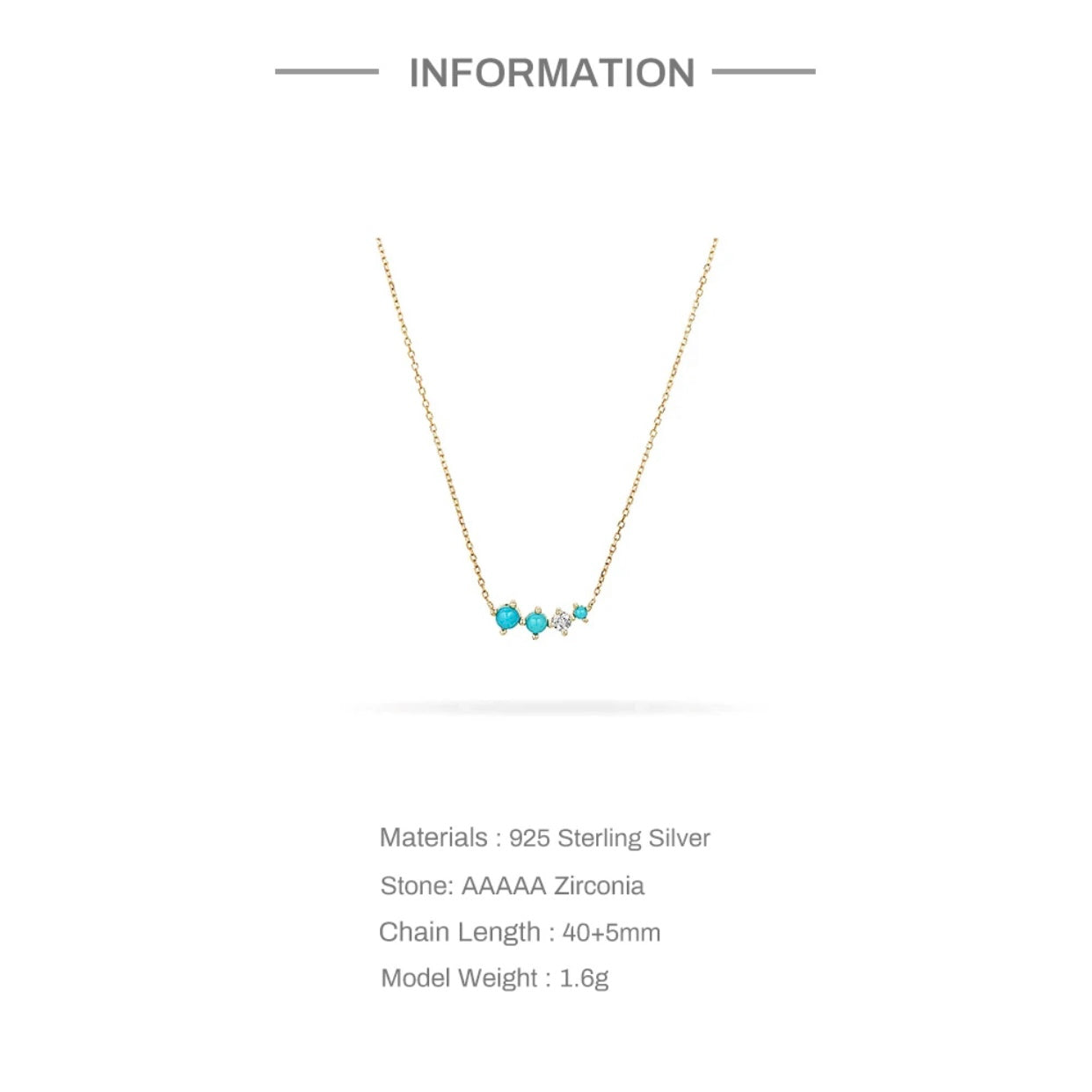 ACKERLEA STERLING SILVER DAINTY TURQUOISE NECKLACE
