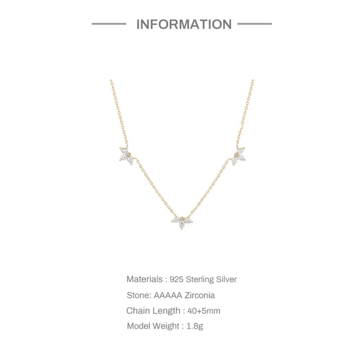 MELANIA STERLING SILVER CUBIC ZIRCONIA DAINTY NECKLACE