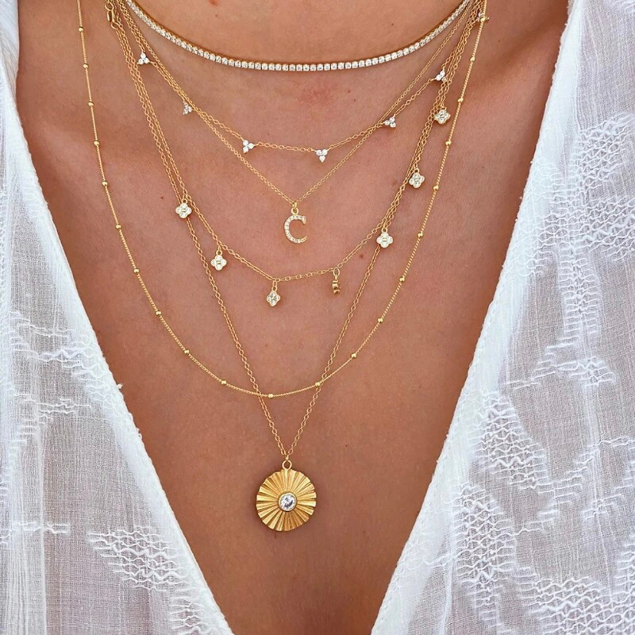 MELANIA STERLING SILVER CUBIC ZIRCONIA DAINTY NECKLACE