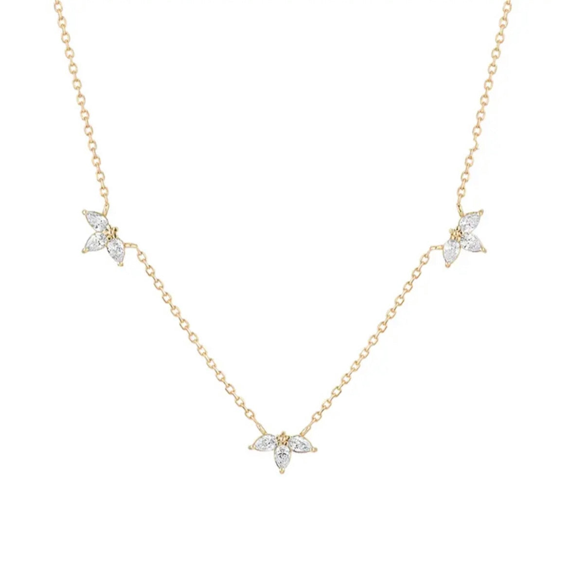 MELANIA STERLING SILVER CUBIC ZIRCONIA DAINTY NECKLACE