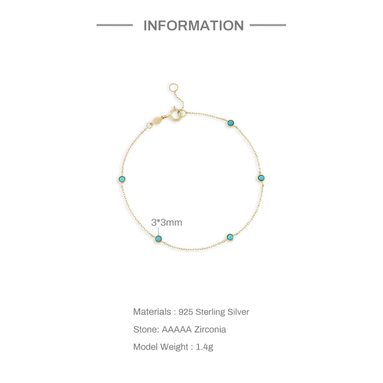 ACELINA STERLING SILVER TURQUOISE BRACELET