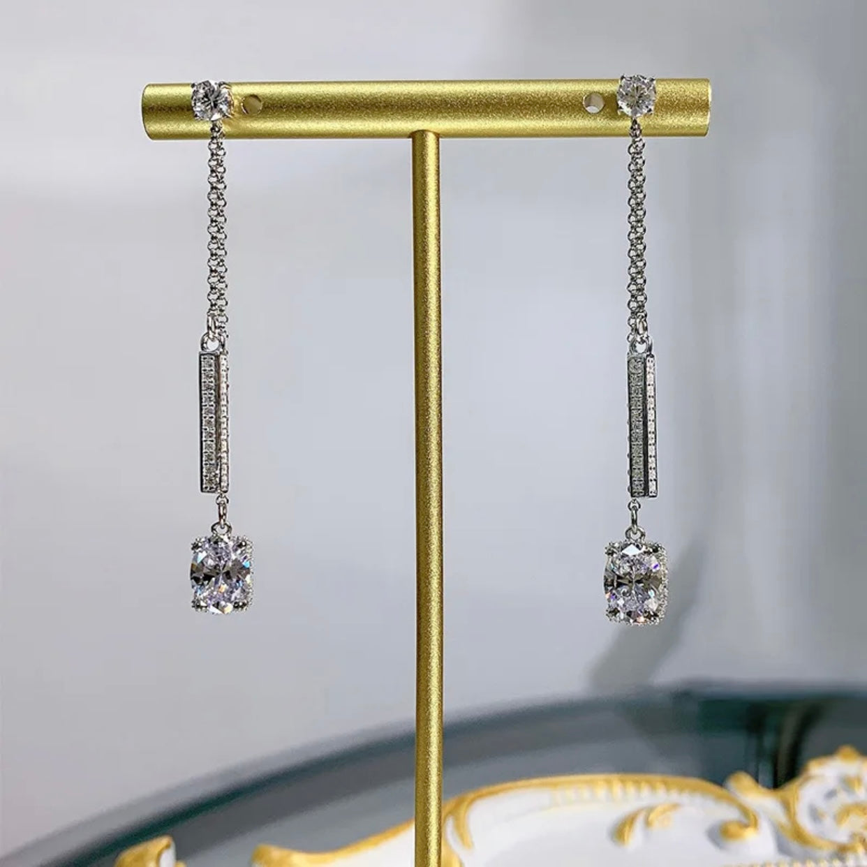 BIANCA STERLING SILVER HIGH CARBON DANGLE EARRINGS