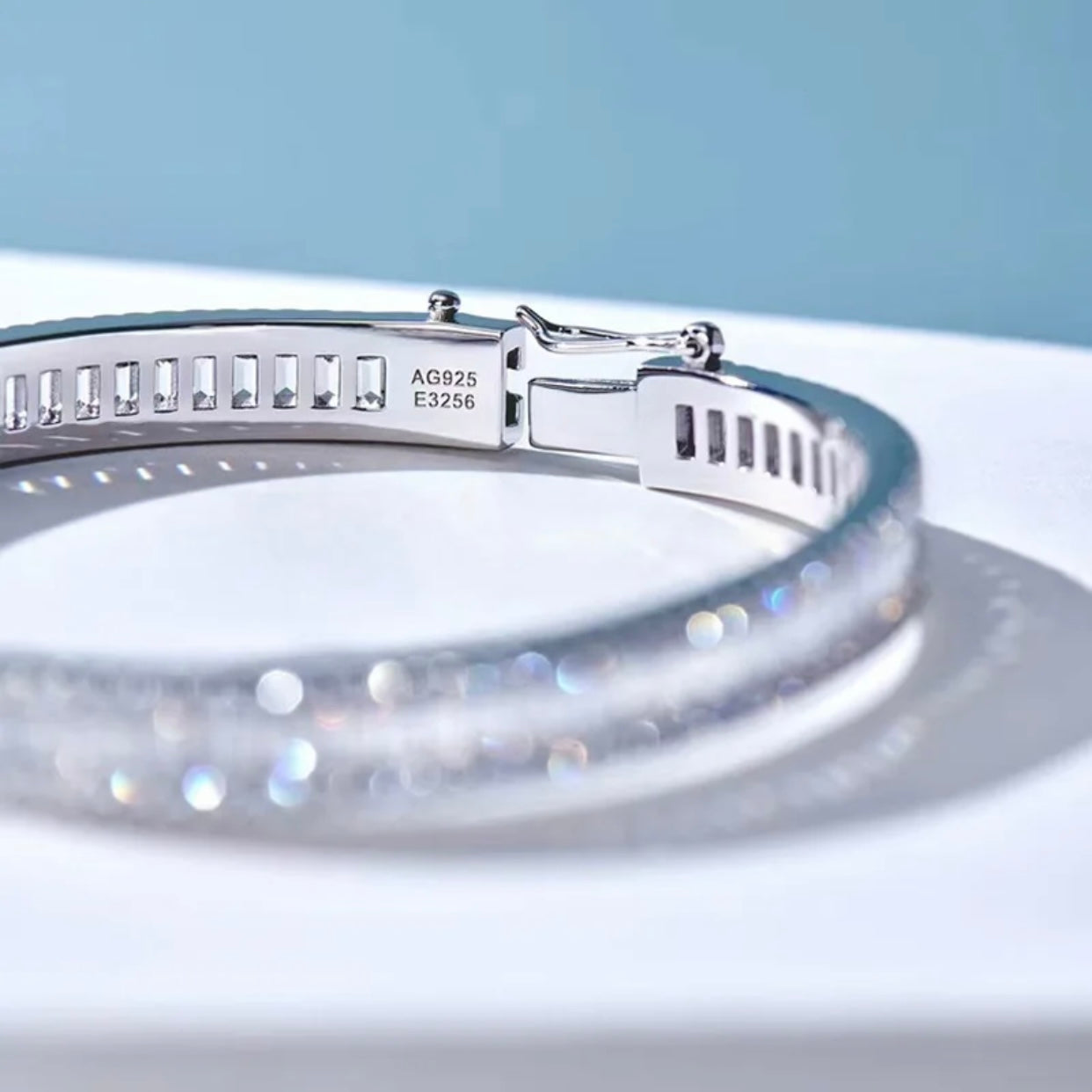GIADA STERLING SILVER MOISSANITE DIAMOND BANGLE BRACELET