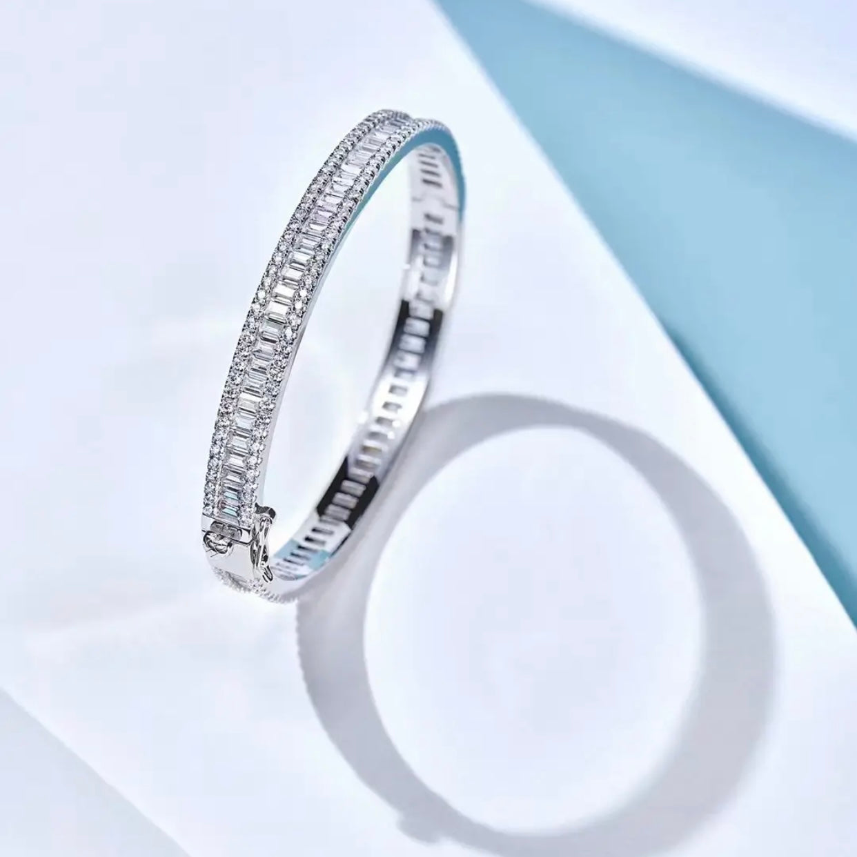 GIADA STERLING SILVER MOISSANITE DIAMOND BANGLE BRACELET