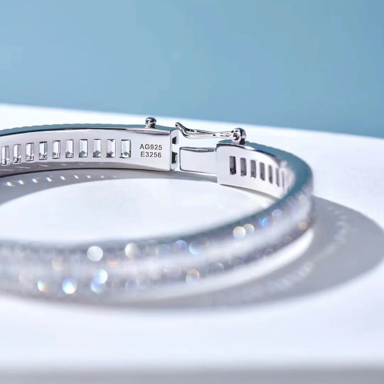 GIADA STERLING SILVER MOISSANITE DIAMOND BANGLE BRACELET