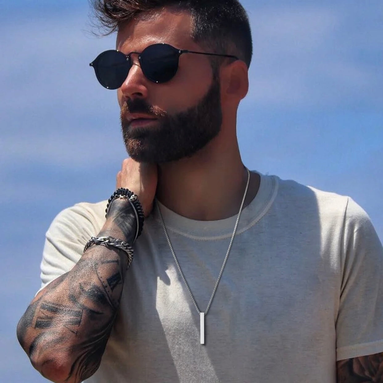 CHRISPINO MENS BAR PENDENT NECKLACE