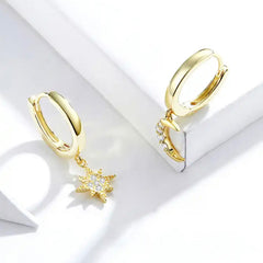 ADRINA STERLING SILVER MOON AND STARS PAVE EARRINGS