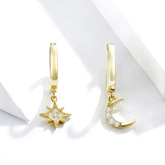 ADRINA STERLING SILVER MOON AND STARS PAVE EARRINGS