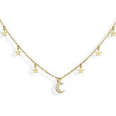 ALESSIA STERLING SILVER PAVE MOON AND STARS NECKLACE