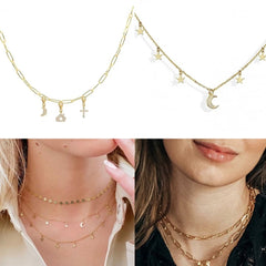 ALESSIA STERLING SILVER PAVE MOON AND STARS NECKLACE