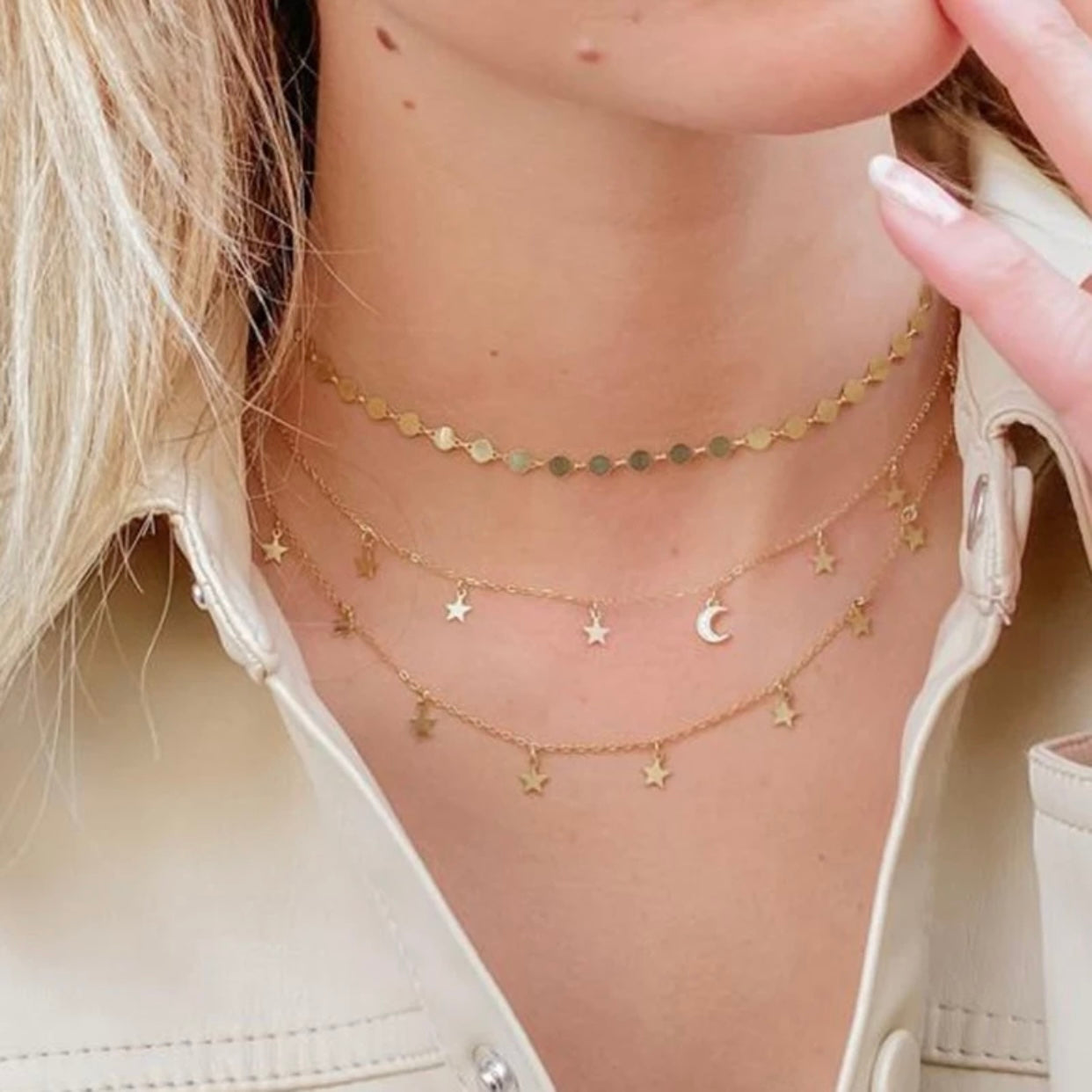 ALESSIA STERLING SILVER PAVE MOON AND STARS NECKLACE