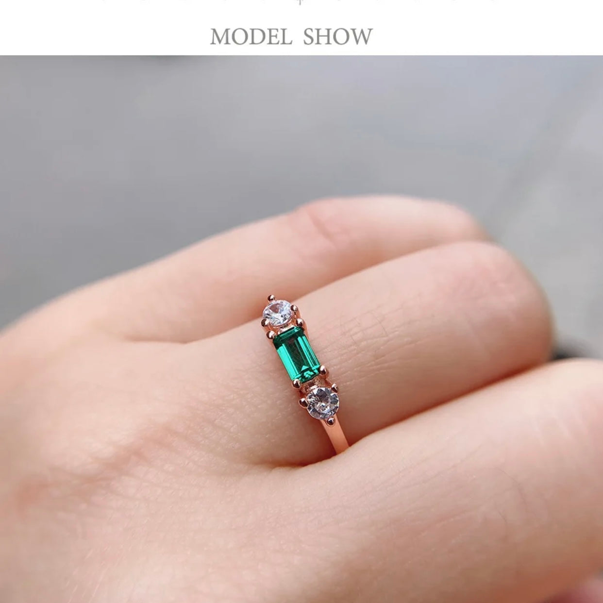MIA STERLING SILVER EMERALD RING