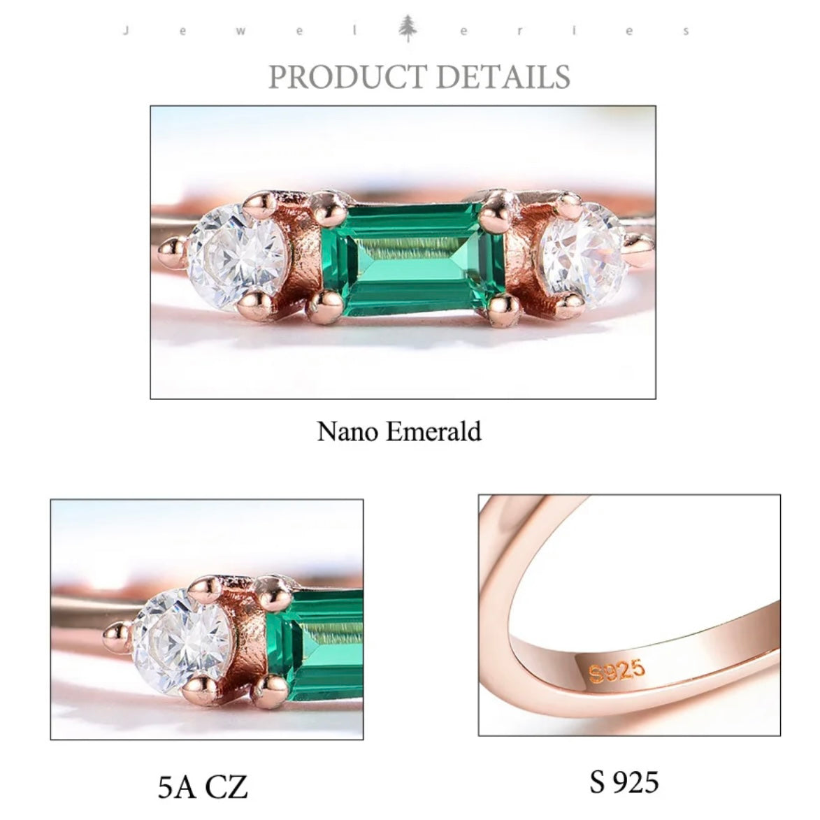 MIA STERLING SILVER EMERALD RING