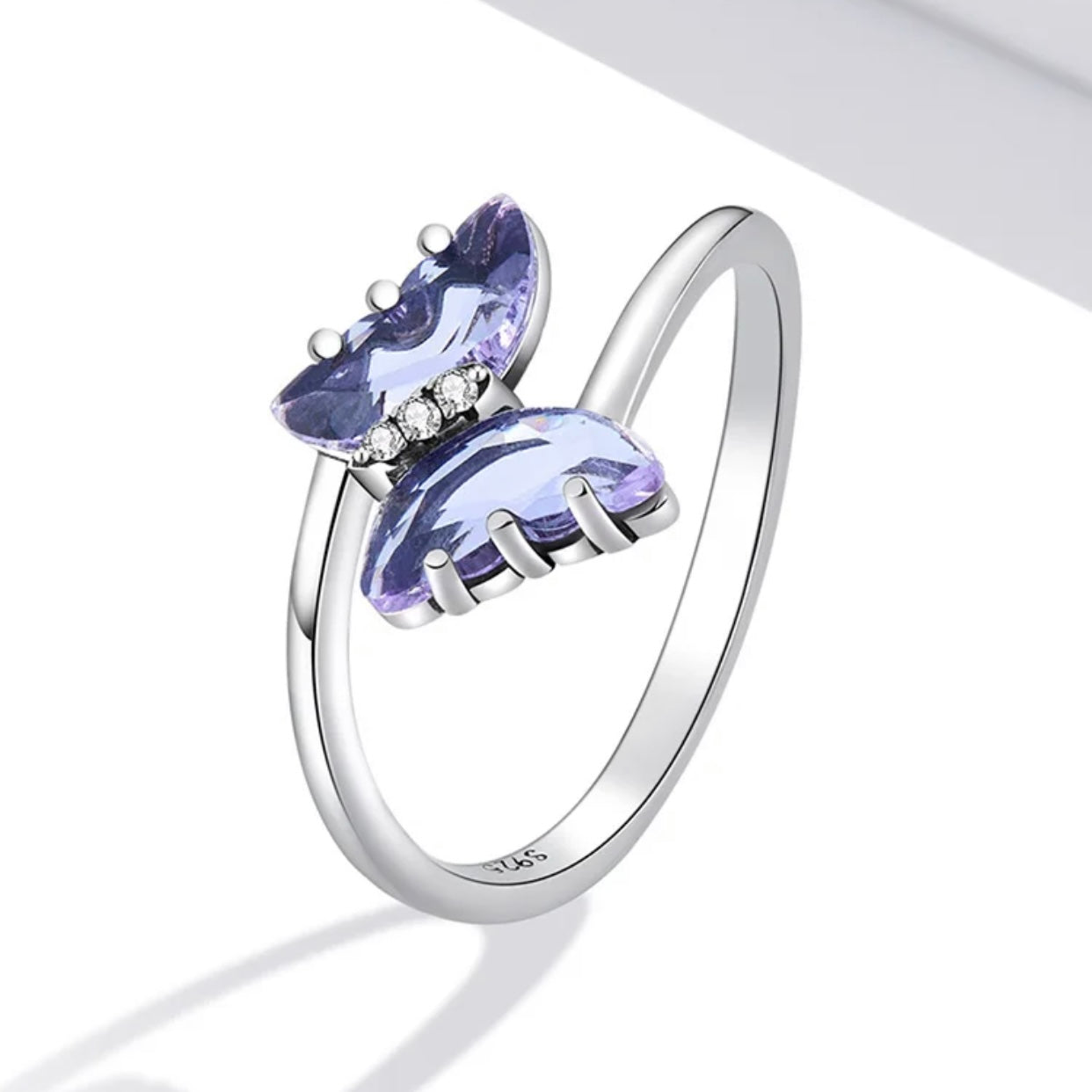 ALEXIE STERLING SILVER PURPLE DAINTY BUTTERFLY RING