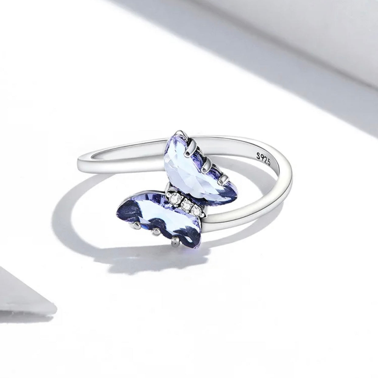 ALEXIE STERLING SILVER PURPLE DAINTY BUTTERFLY RING