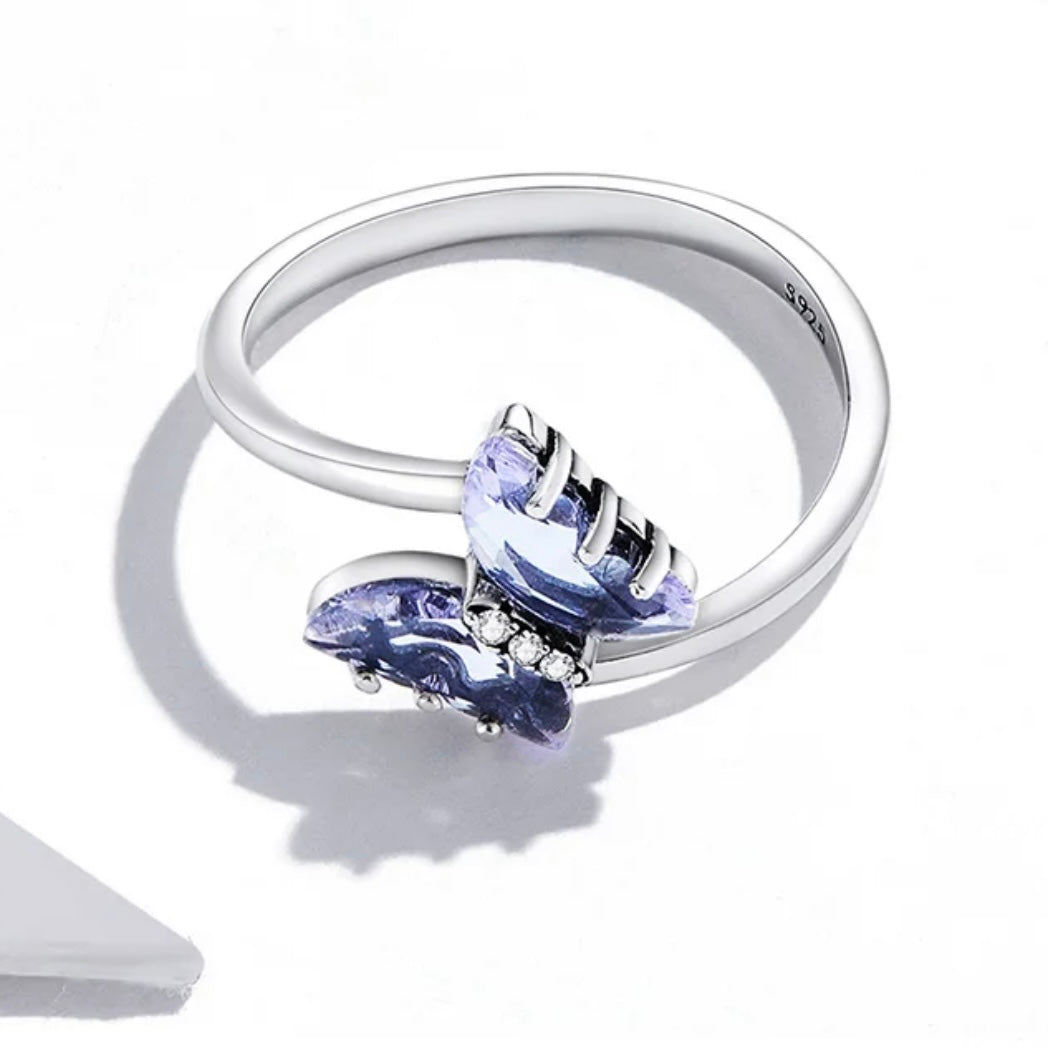 ALEXIE STERLING SILVER PURPLE DAINTY BUTTERFLY RING