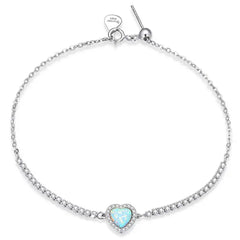 AMBROSIA STERLING SILVER OPAL HEART BRACELET