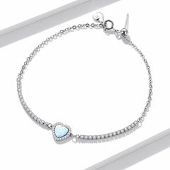 AMBROSIA STERLING SILVER OPAL HEART BRACELET