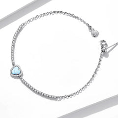 AMBROSIA STERLING SILVER OPAL HEART BRACELET