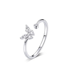 TONSY STERLING SILVER SOLITAIRE BUTTERFLY RING