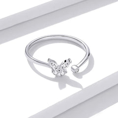 TONSY STERLING SILVER SOLITAIRE BUTTERFLY RING