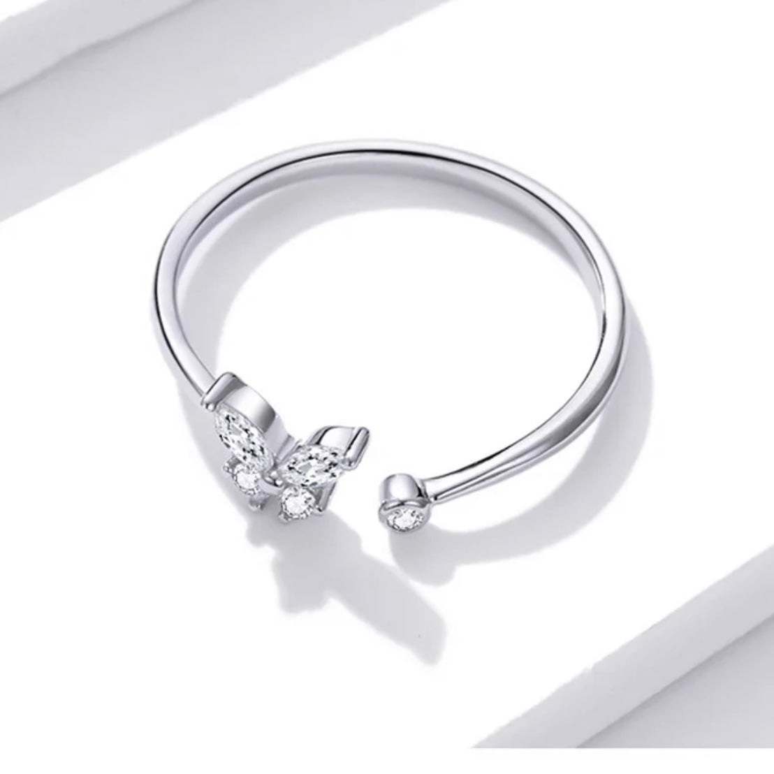 TONSY STERLING SILVER SOLITAIRE BUTTERFLY RING