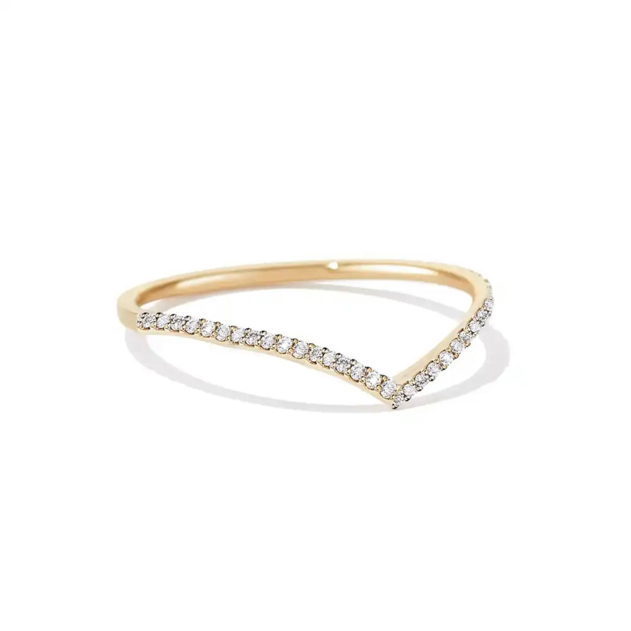 ELEVINA STERLING SILVER V SHAPED MOISSANITE RING