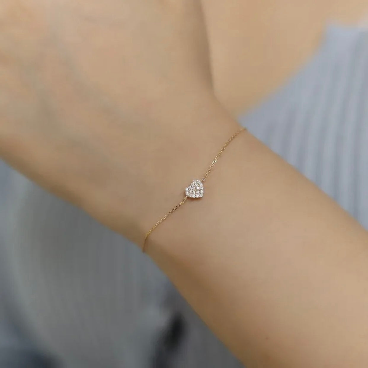 ANNABELLA STERLING SILVER PAVE HEART BRACELET