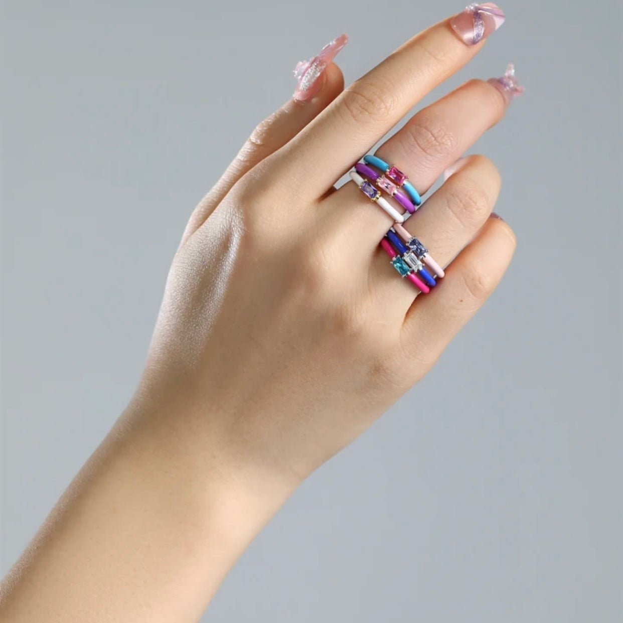 CELESTINA ENAMEL COLORFUL RINGS