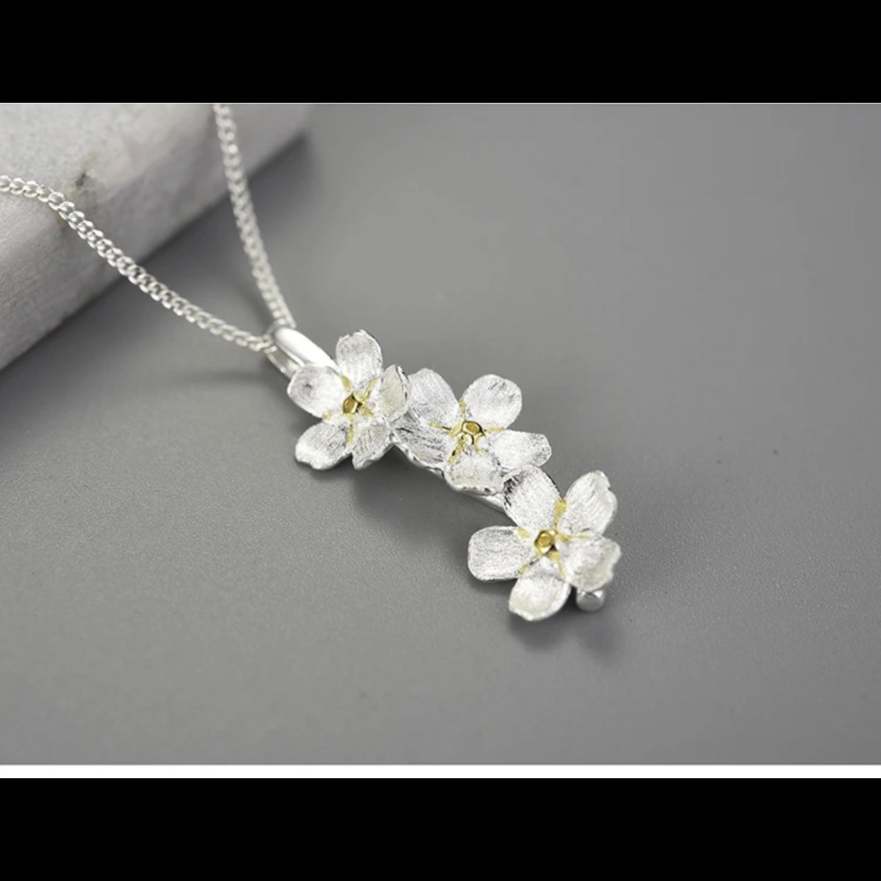 LOTUS FLOWER STERLING SILVER HANDCRAFTED NECKLACE