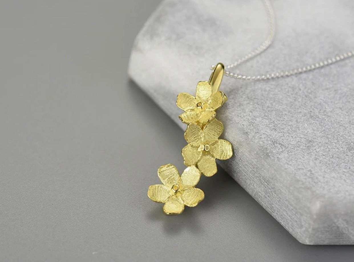 LOTUS FLOWER STERLING SILVER HANDCRAFTED NECKLACE