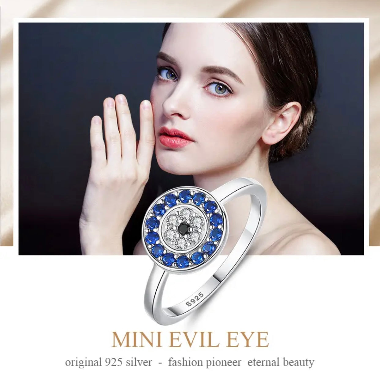 AENEAS STERLING SILVER EVIL EYE RING