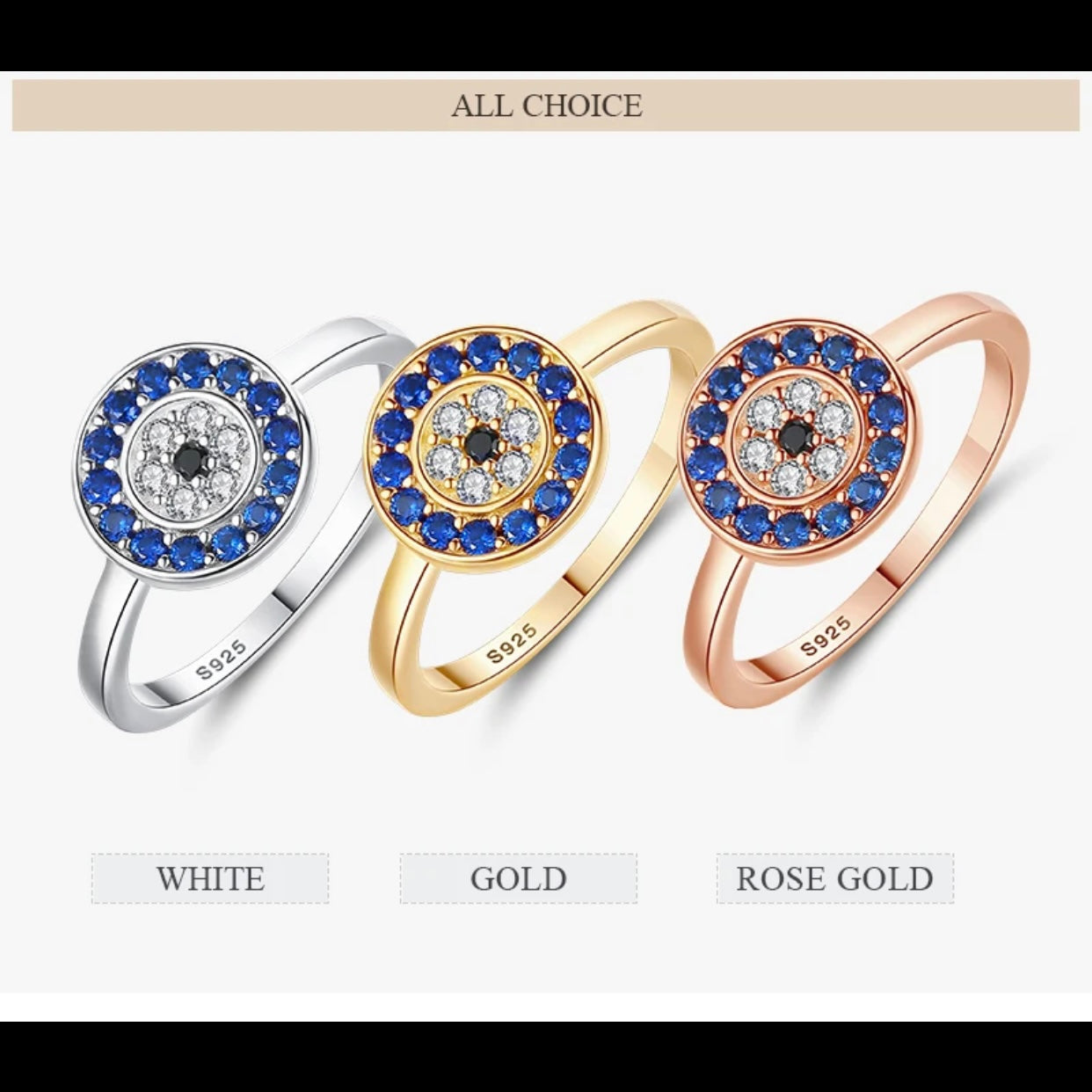 AENEAS STERLING SILVER EVIL EYE RING