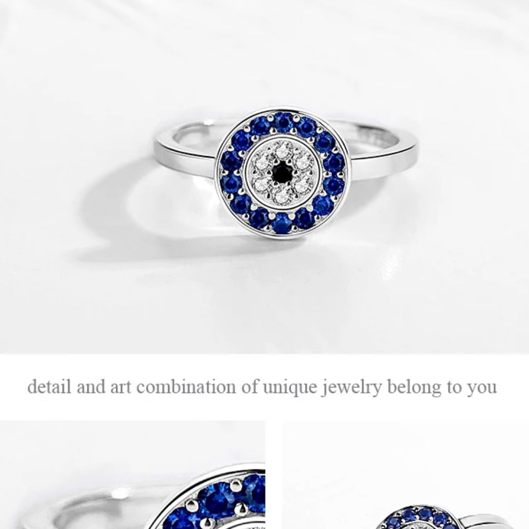 AENEAS STERLING SILVER EVIL EYE RING