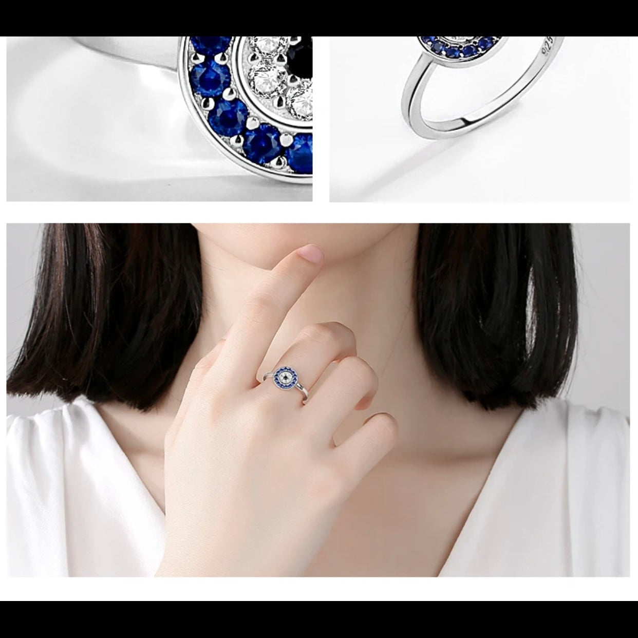 AENEAS STERLING SILVER EVIL EYE RING