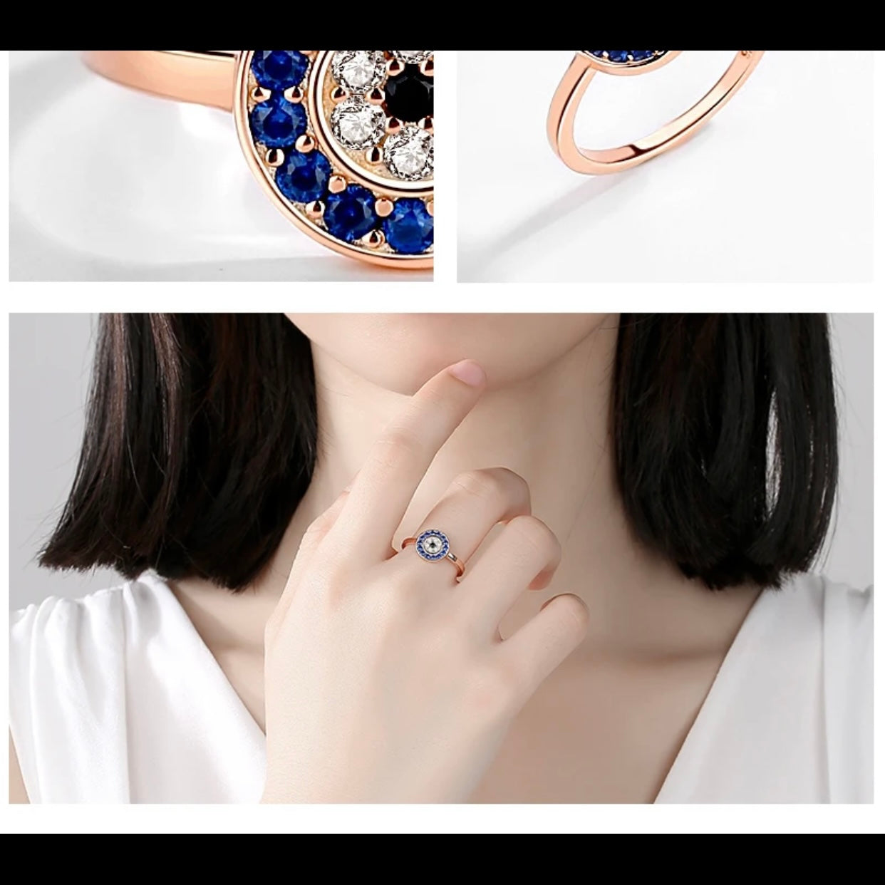 AENEAS STERLING SILVER EVIL EYE RING